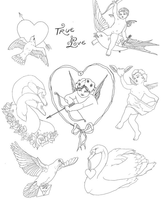 Tessa Claire Tattoo flash cherubs