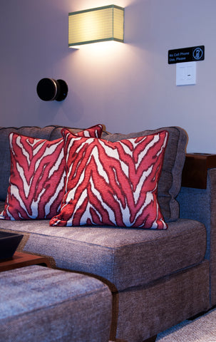 Robert Allen Smooth Move Pillows -Luxury Pillow -Designer Pillow Cover -Zebra Pillow Cover -Red Throw Pillow