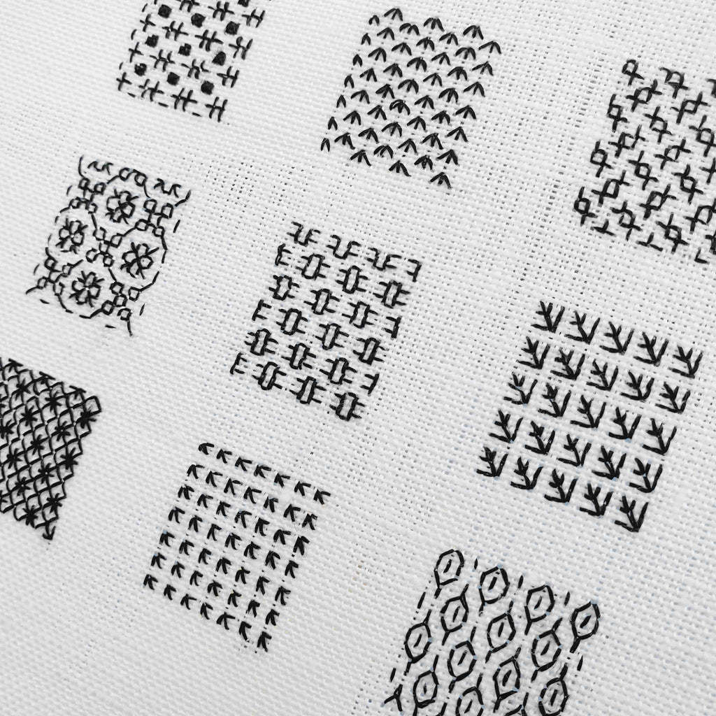 Kate Barlow's blackwork sampler for the Stratford Retreat