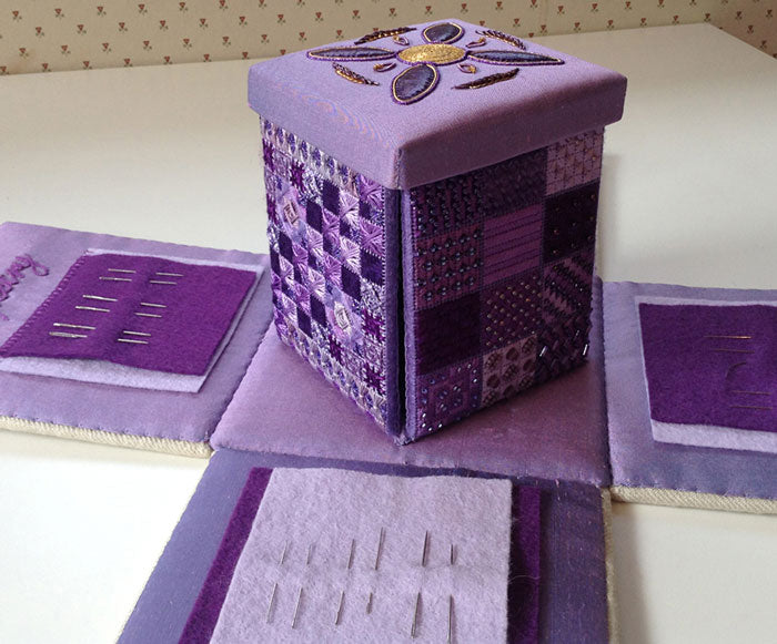 Purple embroidery box by Nicola Fairhurst