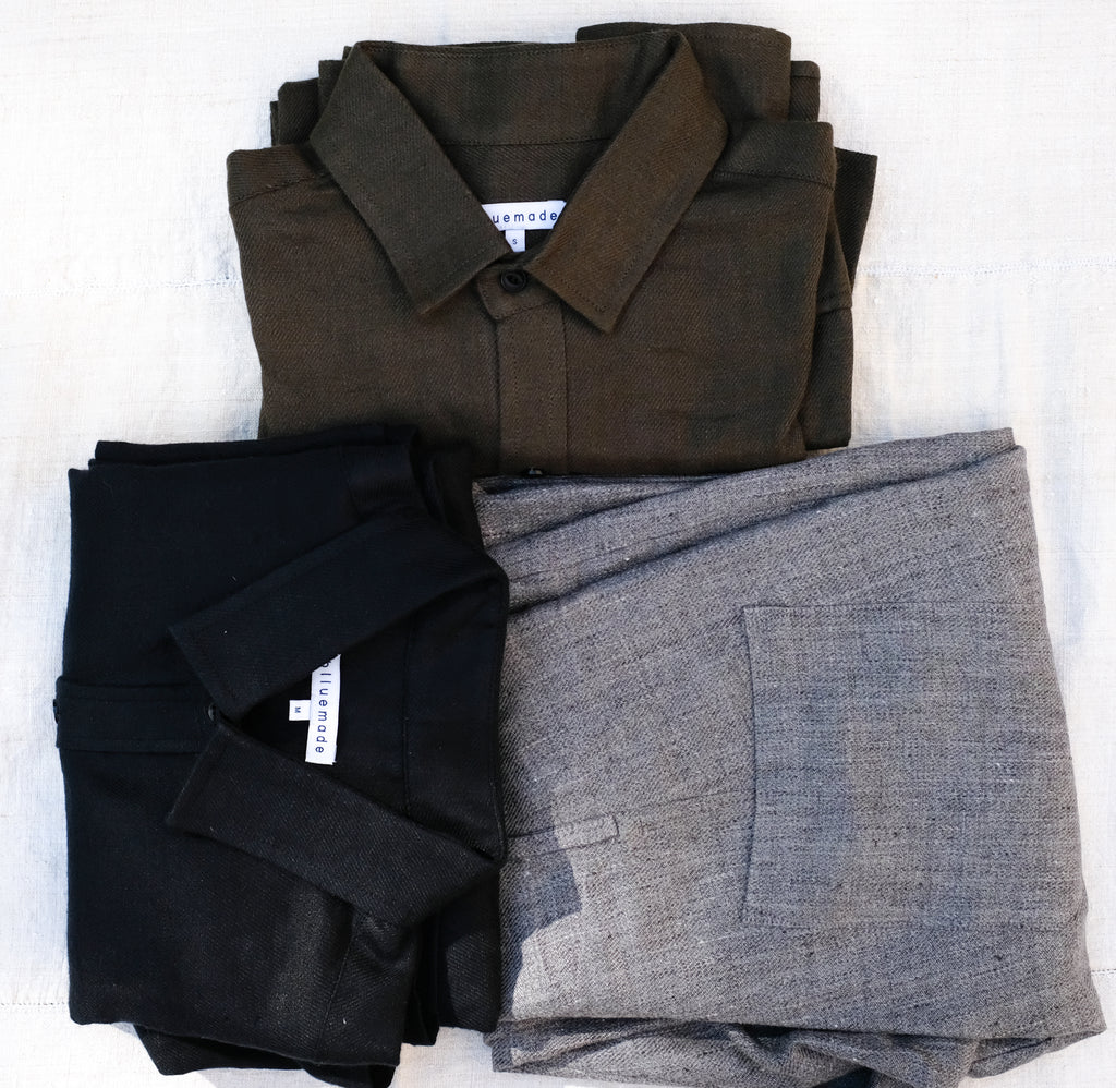 Blluemade AW18 linen-wool fabrics from Japan