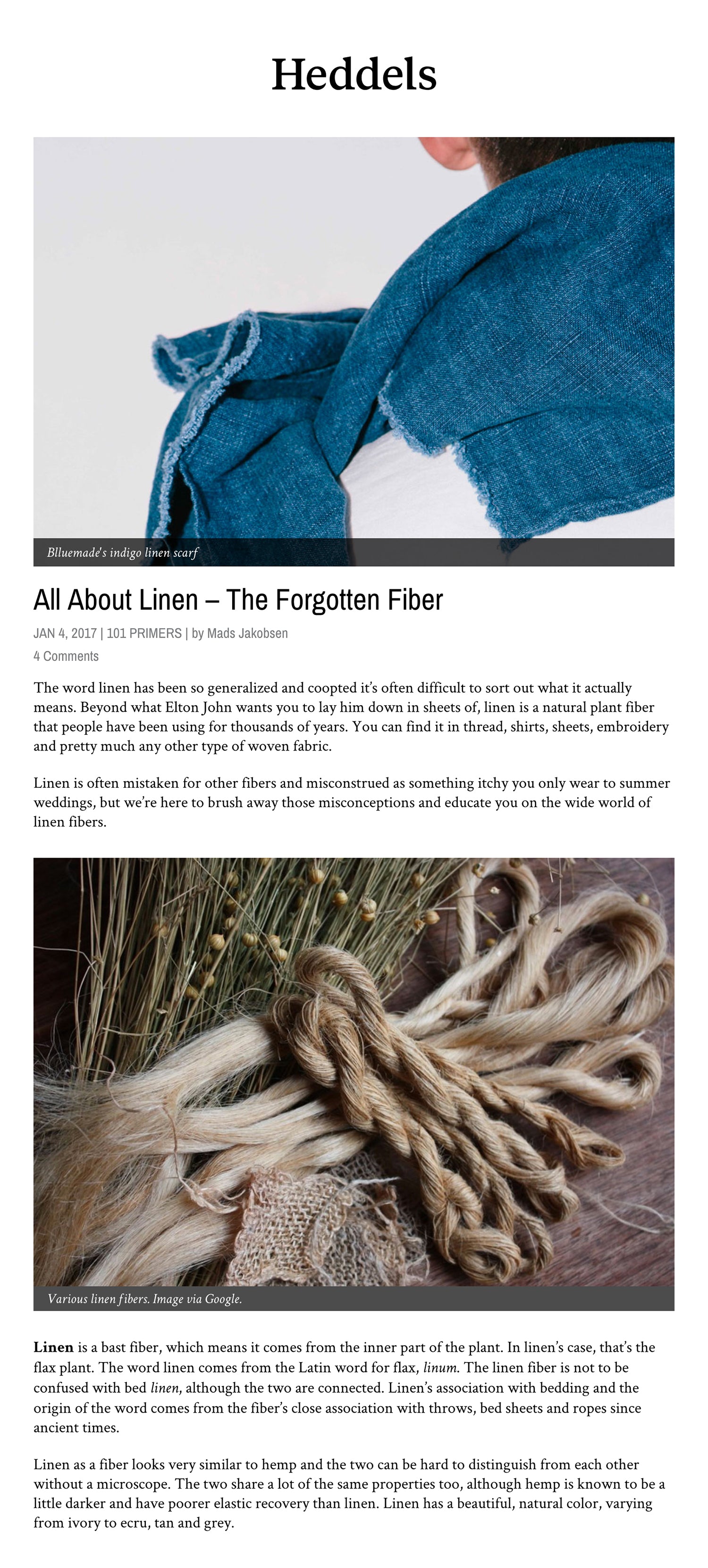 Heddels Article Blluemade All About Linen – The Forgotten Fiber