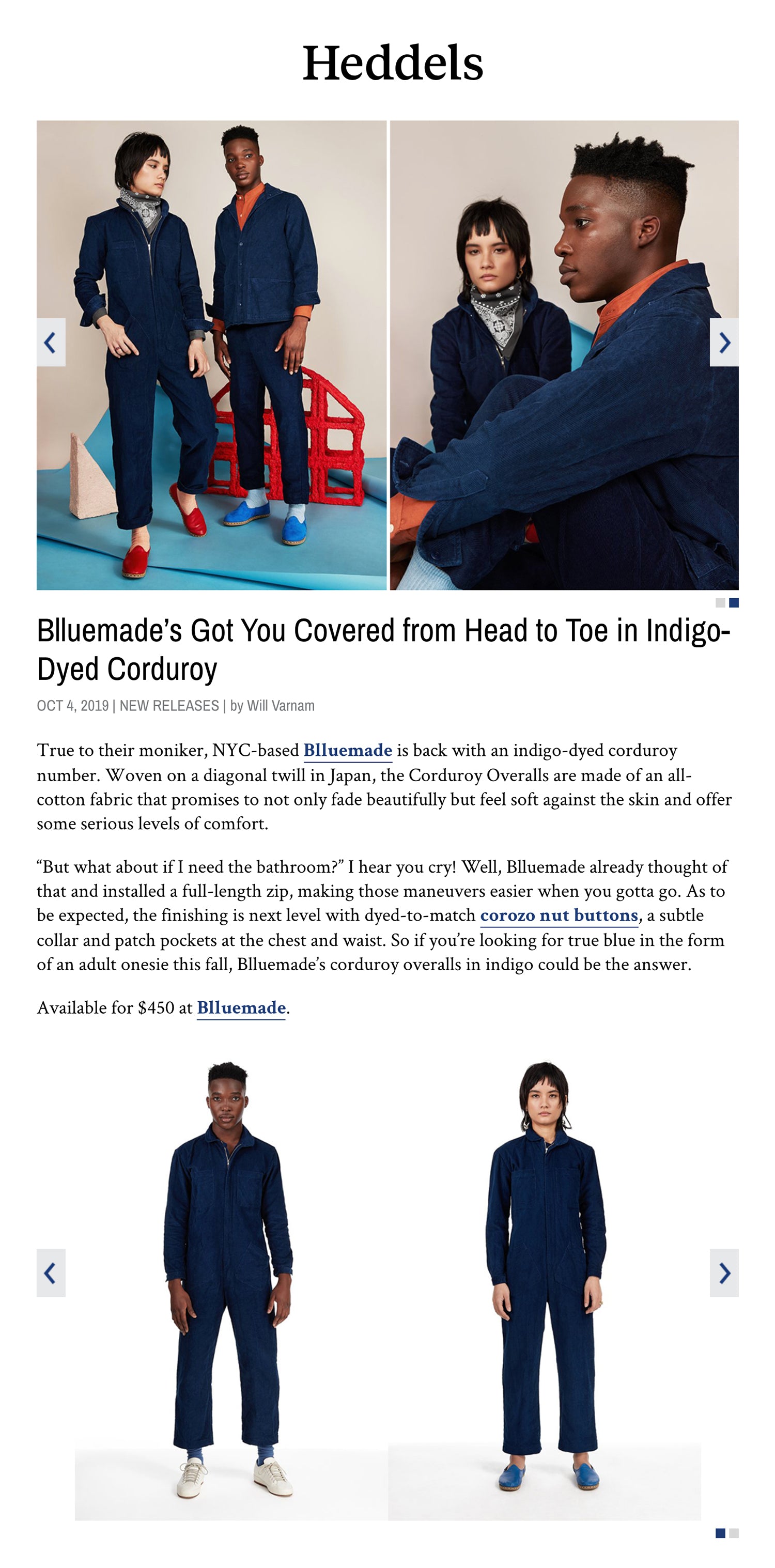 Blluemade Press Heddels Blluemade’s Got You Covered from Head to Toe in Indigo-Dyed Corduroy