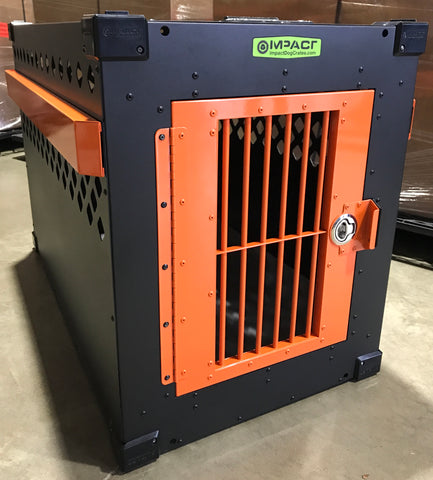 custom black and orange dog crate