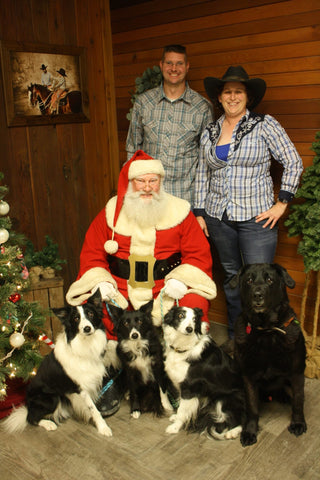 family and dogs santa photo