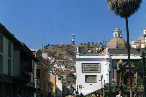 A closer view of Our Lady of Quito on top of the mountain on left.