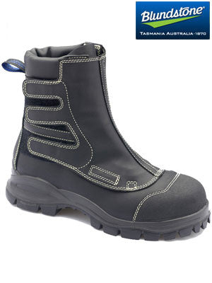 blundstone black flame retardant smelter boot with scuff cap