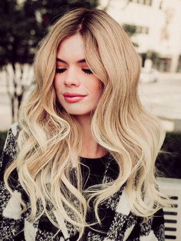 Long Blonde Human Hair Wig 