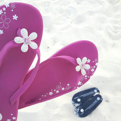 Pink pave designer flip flop