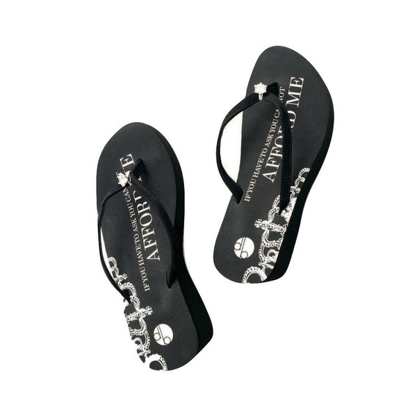 Black Diamond Ring Platform Flip Flops 