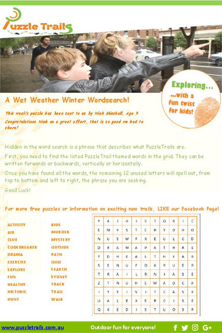 free puzzle from Puzzletrails. wet weather activity #getkidsoutdoors #funkidswalks