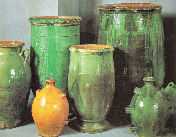 Olive pots green glaze Anduze