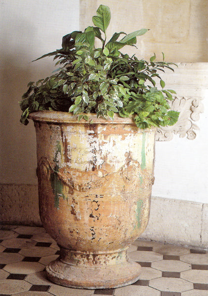 Antique French Anduze urn planter terracotta patina