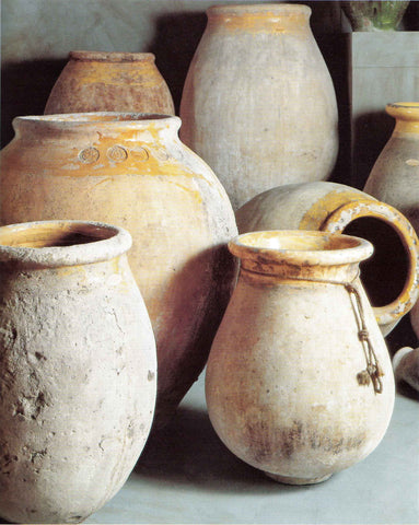Antique French olive oil jars