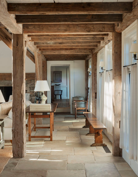 Rustic bench seat, timber beams by Mark Cunningham