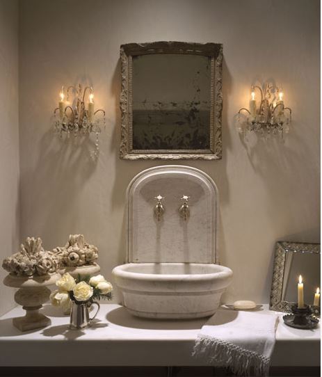 Antique mirror in powder room