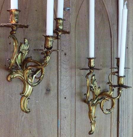 French gold wall sconces candle pair of sconces 19th century