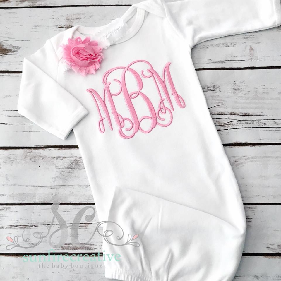 monogrammed infant gown