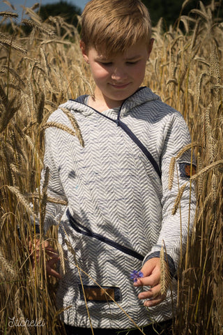 Strick-Jersey "Maritim Lover" Doppelgewebe - Streifen - blau genäht wurde ein "Little Henning" von Mamili1910 - Nähen - Kinder - Jungen - Hoodie - Pullover - Reißverschluss - Glückpunkt.