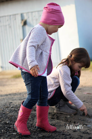 eBook - Bolero (-jäckchen) - Kinder - Nähen - Jacke - Bolero - Cardigan - AnniNanni - Jersey-Doubleface Streifen & Punkte - elastisches Schrägband - Glückpunkt.