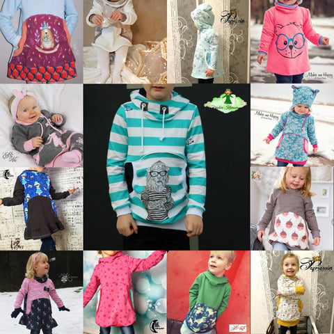 Kombi-eBook - "Noah & Nele" - From Heart to Needle - Pulli, Hoodie, Hoodiekleid, Pullikleid, Kleid - Nähen für Kinder - Mächen oder Junge - Glückpunkt.