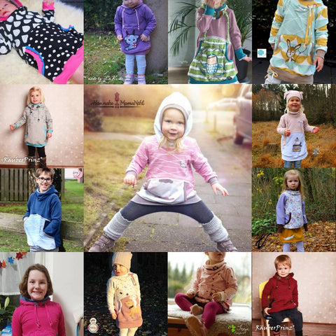 Kombi-eBook - "Noah & Nele" - From Heart to Needle - Pulli, Hoodie, Hoodiekleid, Pullikleid, Kleid - Nähen für Kinder - Mächen oder Junge - Glückpunkt.