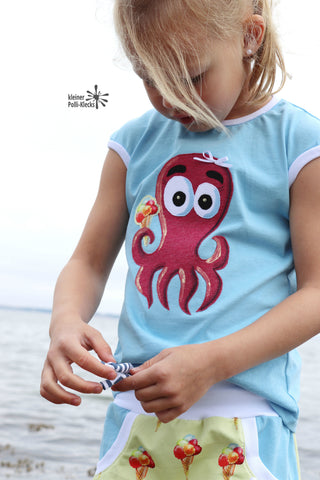 Jersey "Sweet Dreams", Jersey "Basic Love", eBook - "Paola" - Shirt/Kleid/Rock - Piechens - Schnitt & Schnittmuster - Kombi-Plotterdatei - "Sea Friends" - Meerestiere - Freebook "Sweat Rock" LinKim - Plotten/Nähen für Kinder - Mädchen - Glückpunkt.