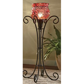 red glass floor lamp