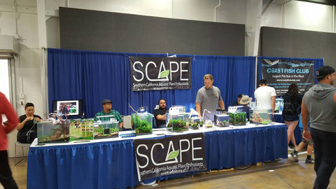 SCAPE booth presenting aquascaped aquariums at pet expo