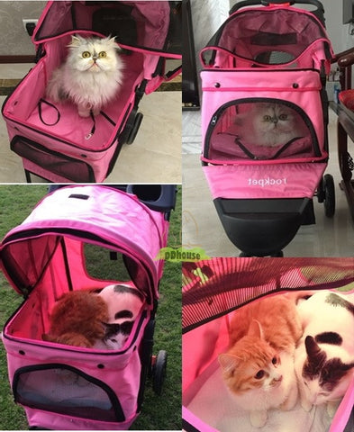 Pinkish 3 Wheel Pet Pram - DDhouse 