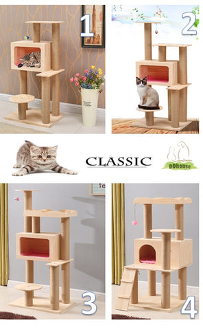 Short Cat Tree wooden Cat Condo ddhouse Online Pet Supplies 