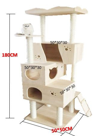 Solid Wood 1.8m Extreme Tall Cat Tree Cat Condos Singapore with multiple house