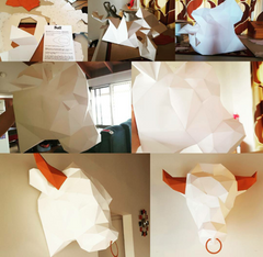 paper animal sculpture, bull