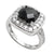 Square cut black obsidian colored CZ cocktail ring | Wholesale sterling silver rings - Jewelry