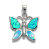 Butterfly pendant with created blue opal inlay | Wholesale 925 Sterling Silver Jewelry