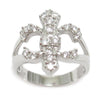 Clear CZ covered Large Fleur-de-Lis Ring | Wholesale Sterling Silver Rings - Jewelry