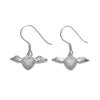 Stunning flying winged heart hanging earrings with micro pave CZs | Wholesale 925 Sterling Silver Jewelry