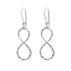 Hammered finish infinity knot hanging earrings | Wholesale 925 Sterling Silver Jewelry