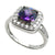 Beautiful square cut amethyst purple colored CZ cocktail ring | Wholesale sterling silver ring - Jewelry