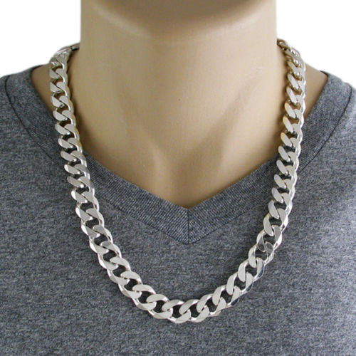 Sterling Silver Cuban Curb Chain Necklace 13mm Gauge 350 Available 