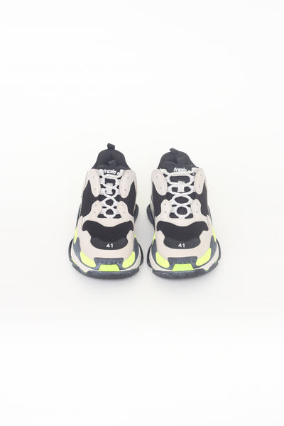 Balenciaga // Grey Fluorescent Yellow & Black Triple S Sneaker