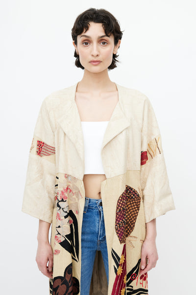 Dries Van Noten // Beige & Multicolour Embroidery Coat – VSP