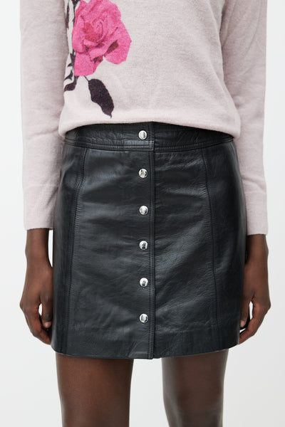 Laboratorium Selv tak Klage Isabel Marant Étoile // Black Leather & Silver-Tone Button Mini Skirt – VSP  Consignment