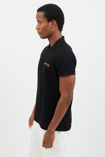 De waarheid vertellen Op maat Nest Saint Laurent // 2015 Black & Gold-Tone Embroidery Polo Shirt – VSP  Consignment