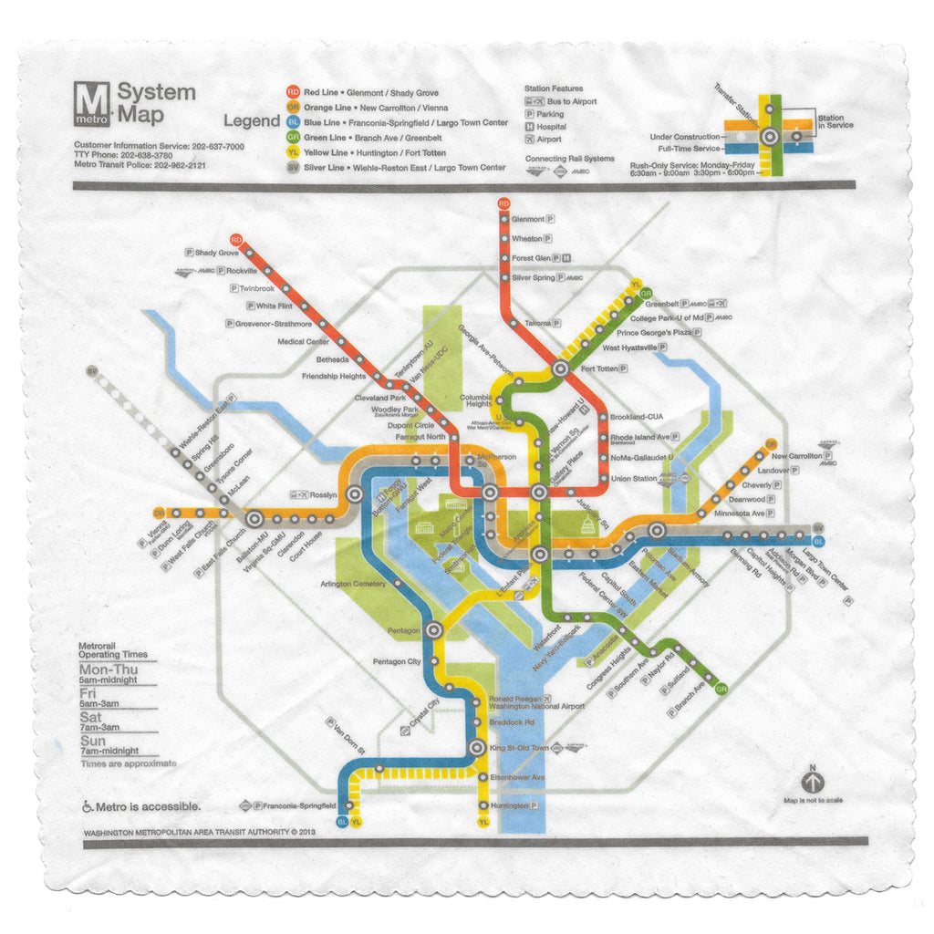 DC Metro Silver Line Map Lens Cloth DCMetroStore