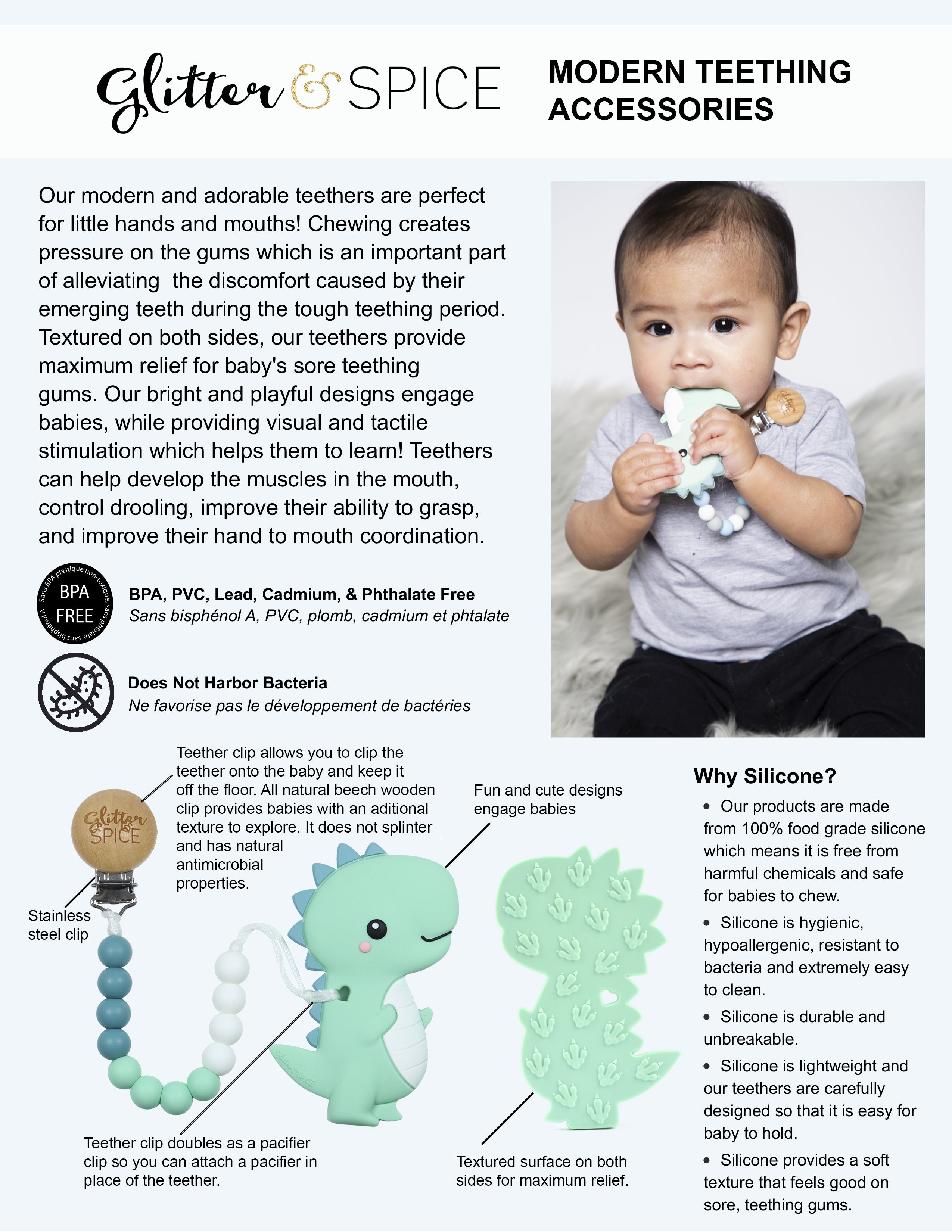 Glitter and Spice Silicone Teether information