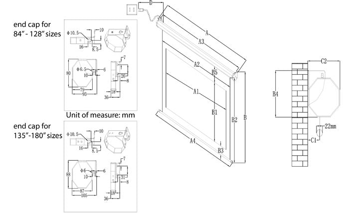 Elite Motorised Projection Screen 128" 16:10 (Electric128X) - Technical Specifications