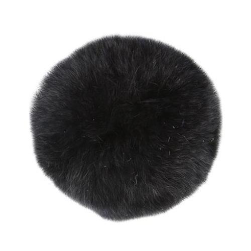 Rabbit Fur Pom Poms 2.5" Black