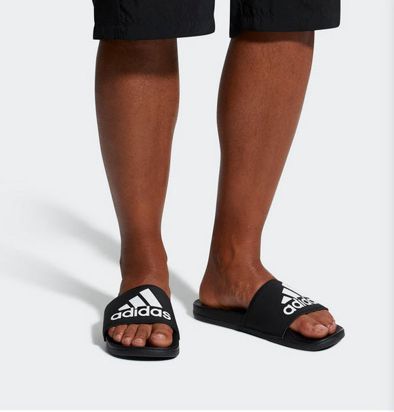 adidas adilette cloudfoam plus logo slides women's