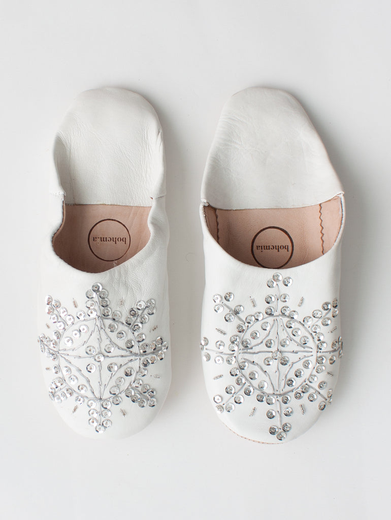 silver sequin slippers